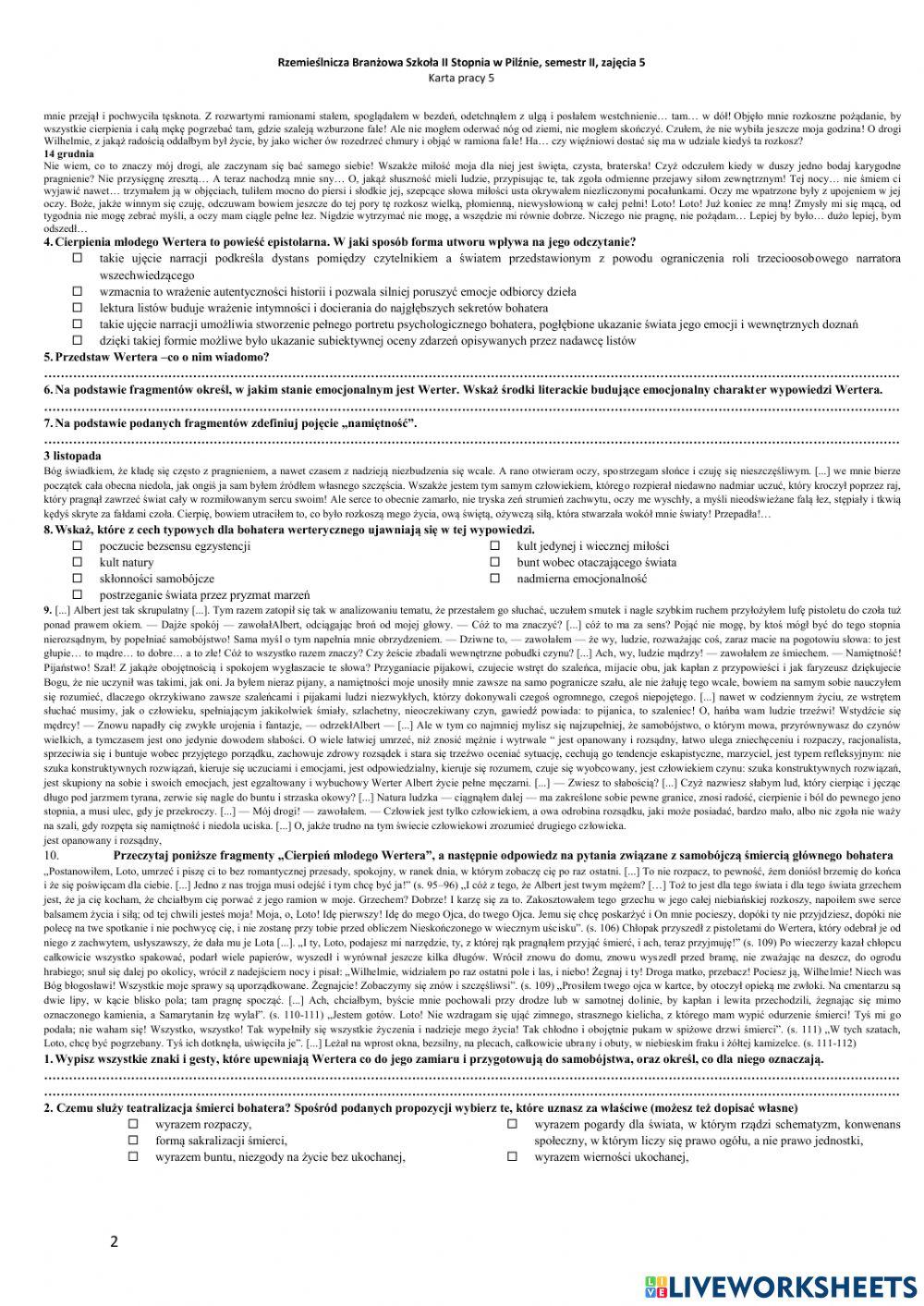 Rzemieślnicza Branżowa Szkoła II Stopnia w Pilźnie, semestr II, zajęcia 5