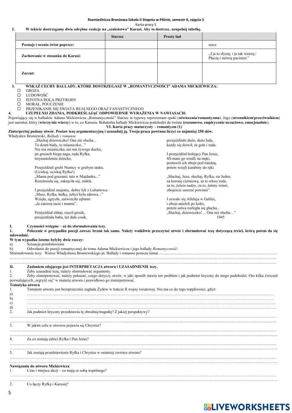 Rzemieślnicza Branżowa Szkoła II Stopnia w Pilźnie, semestr II, zajęcia 5