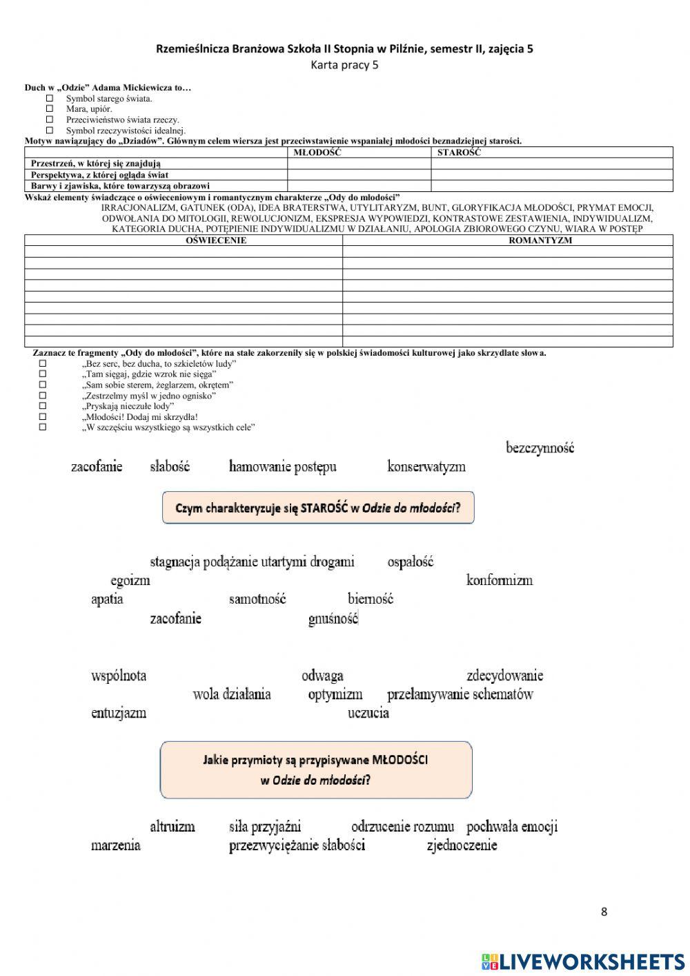 Rzemieślnicza Branżowa Szkoła II Stopnia w Pilźnie, semestr II, zajęcia 5