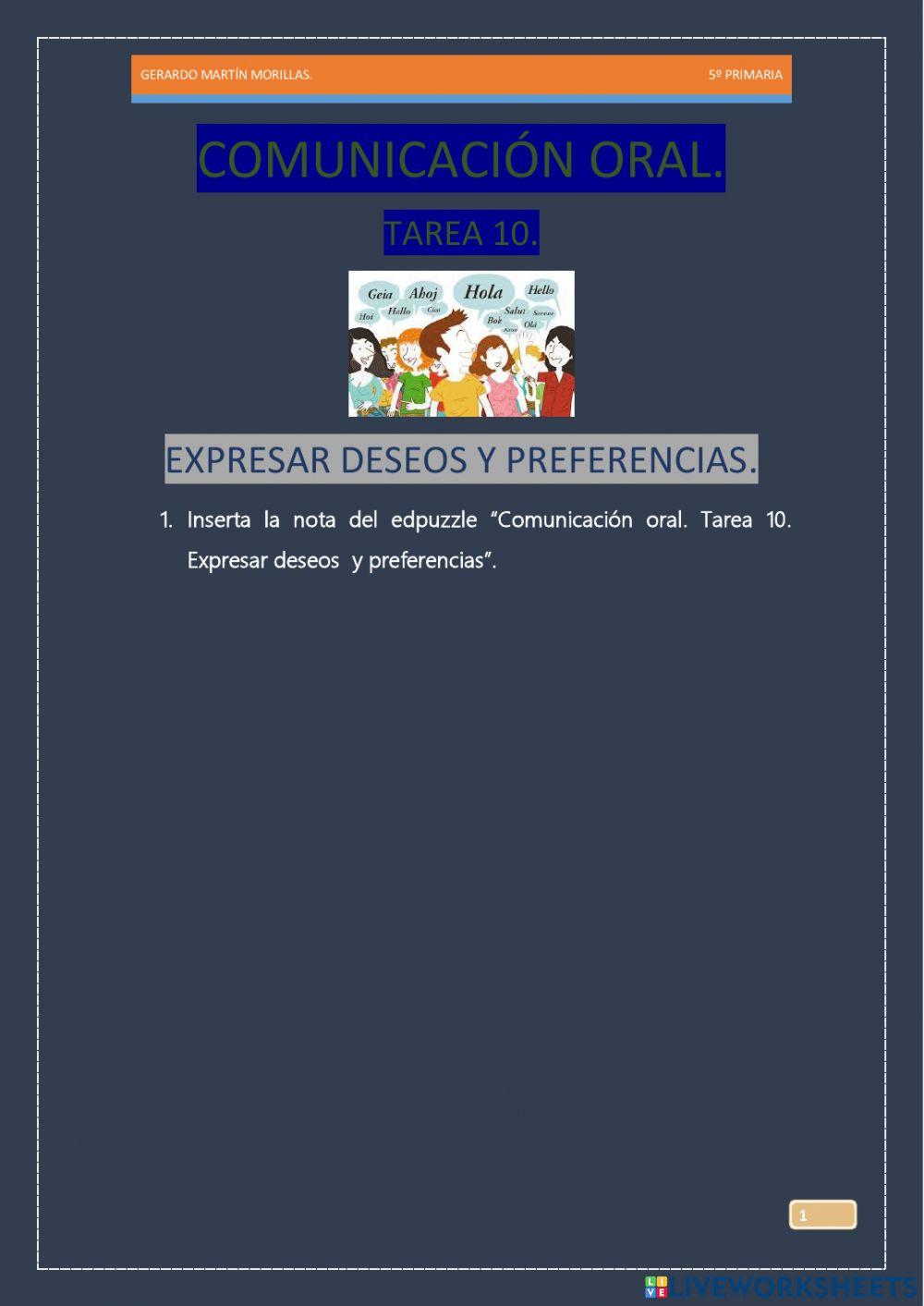 Comunicación oral. Tarea 10.