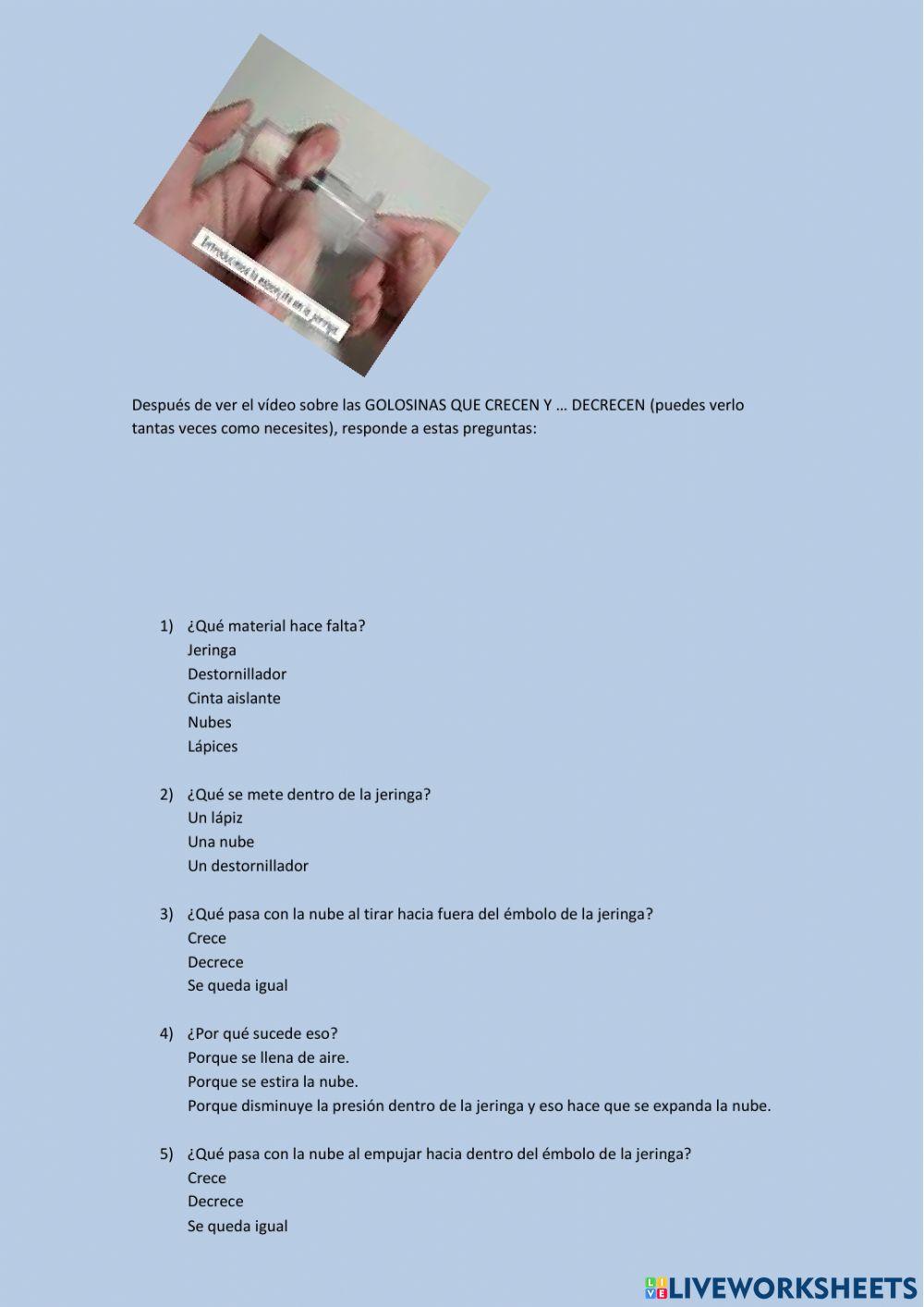 Golosinas que crecen ... y decrecen