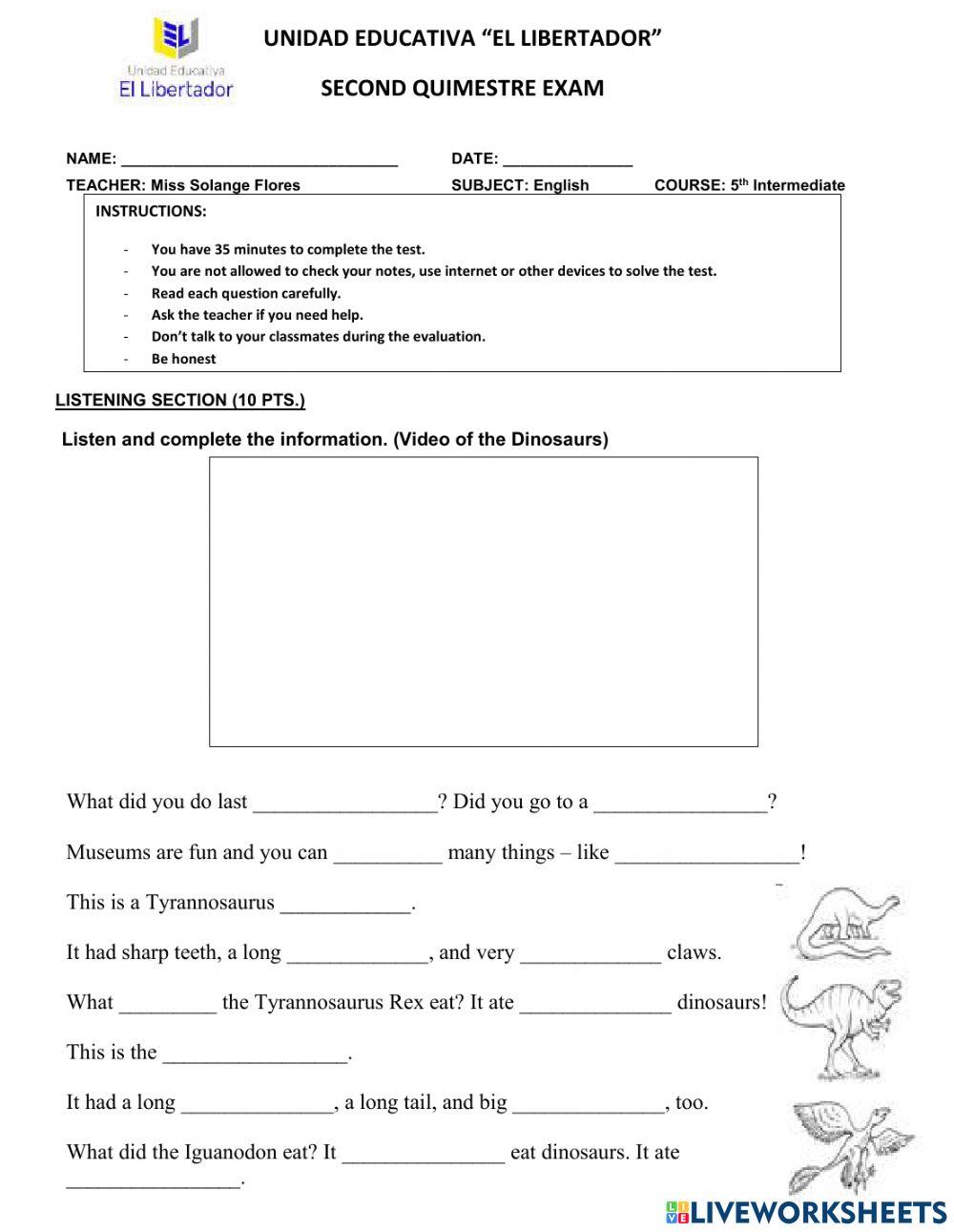 2nd Exam L&W 5th Int