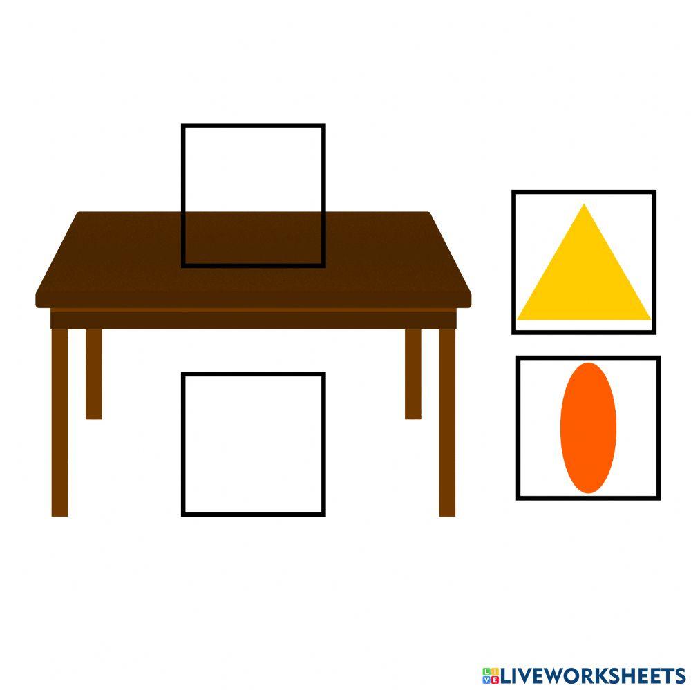 Drag and drop exercise: Prepositions of place-shapes