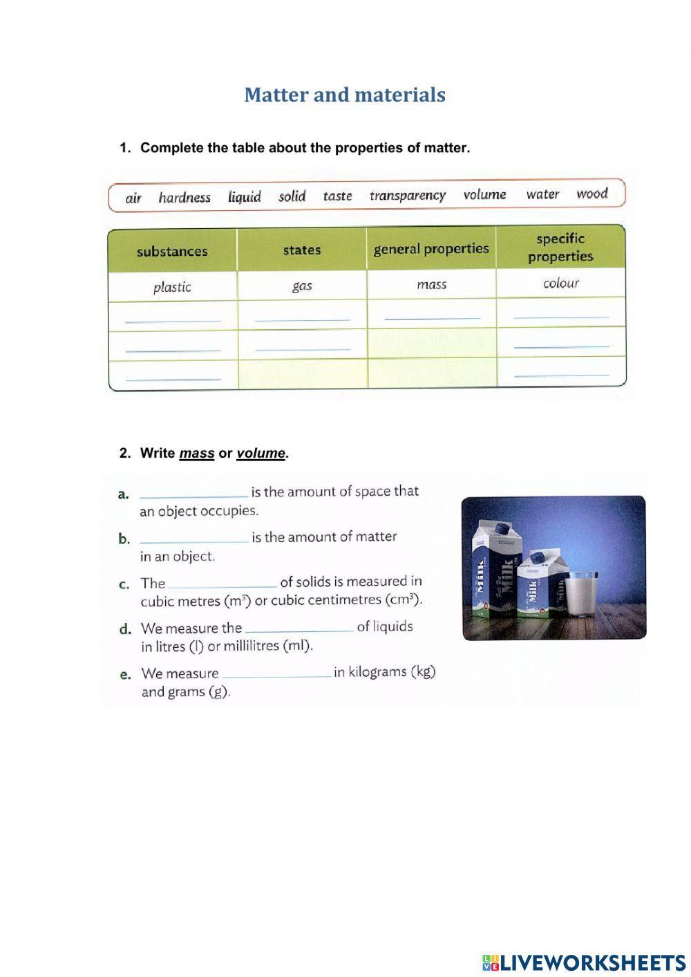 Matter and materials