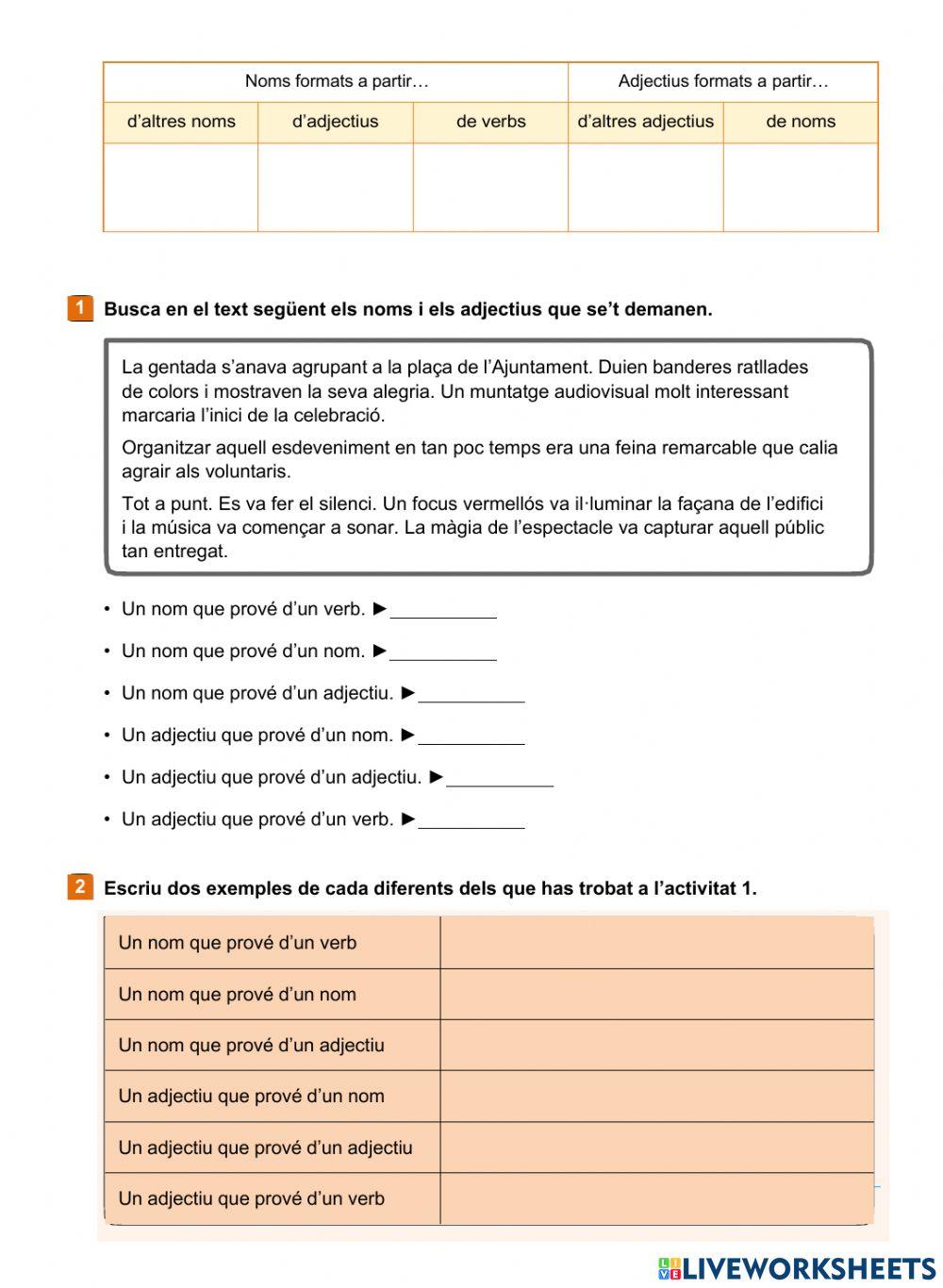 La formació de noms i adjectius