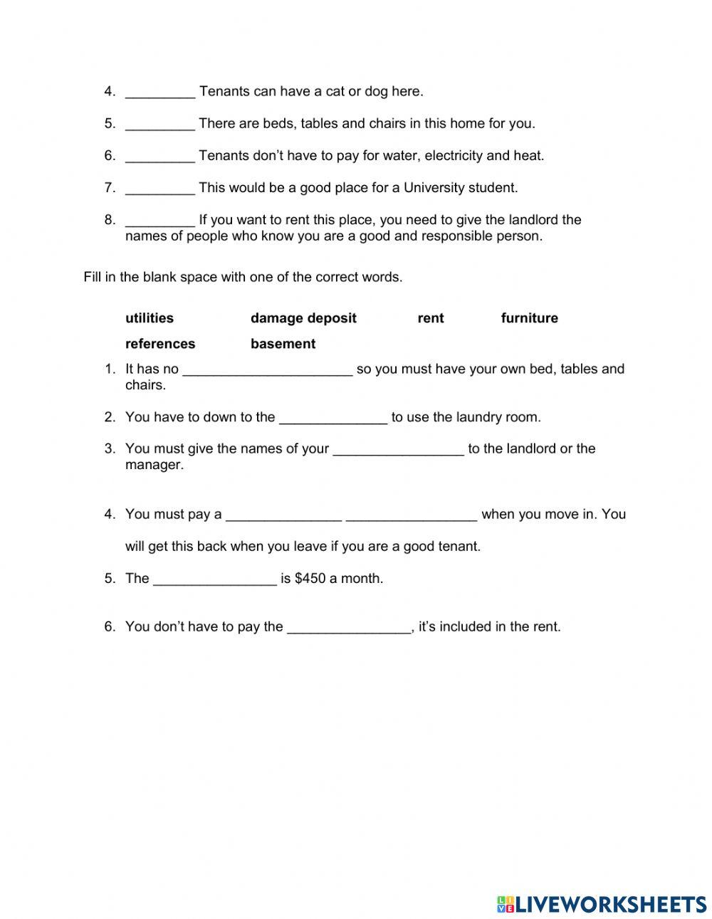 CLB 3 Rental Ads Reading Skill Building