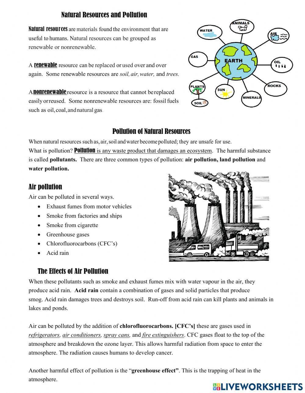 Natural Resources and Pollution