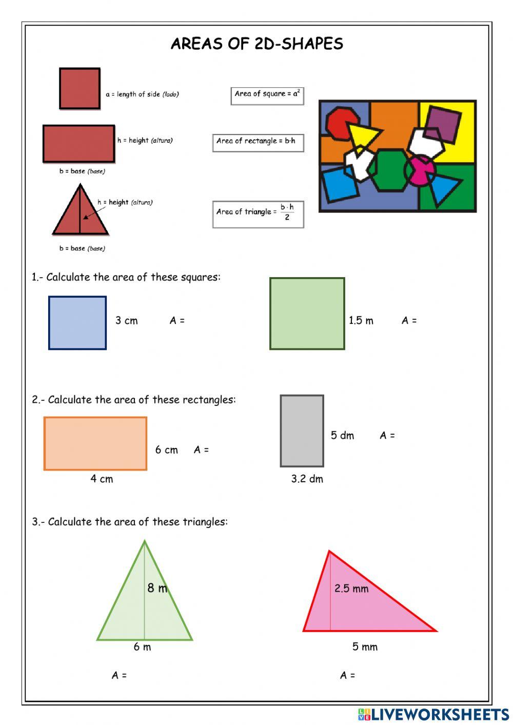 Areas of 2d-Shapes