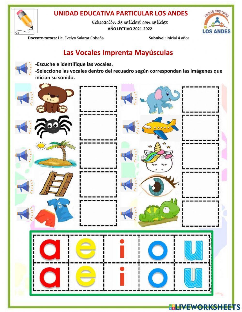 Las vocales minúsculas y mayúscula