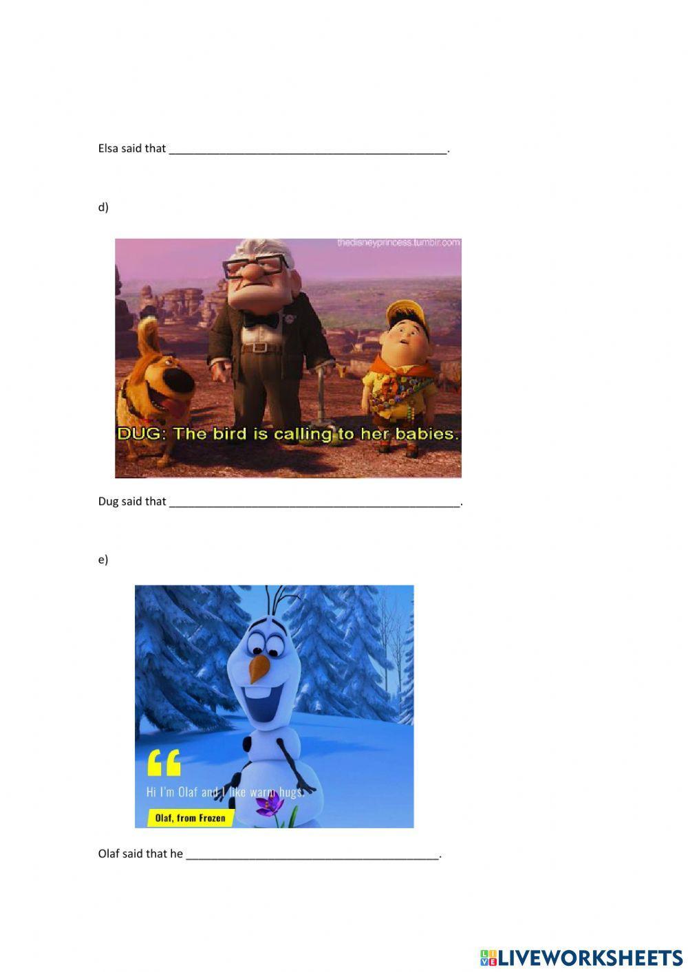 DISNEY reported speech present tenses