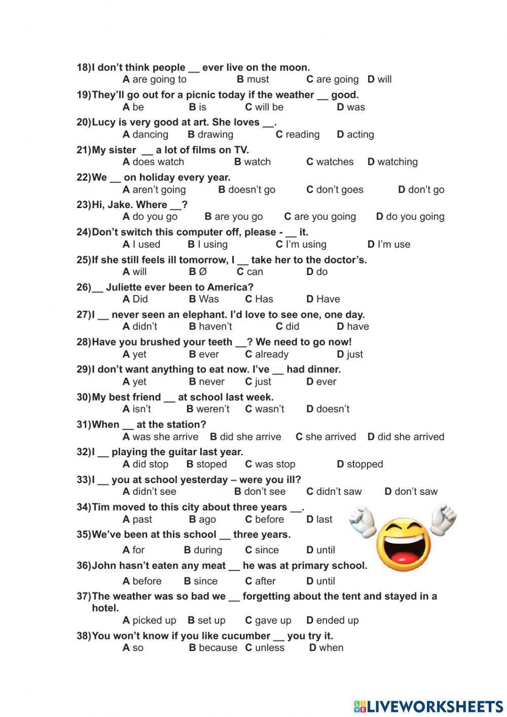 Placement test Pre-interm-Interm