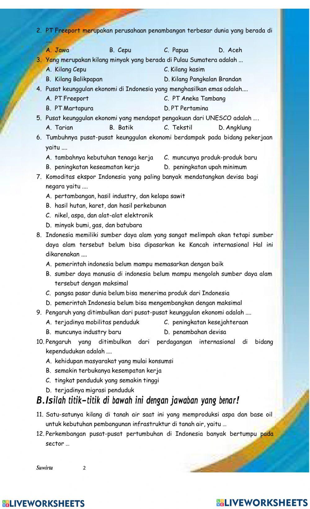 Pusat - pusat Keunggulan Ekonomi