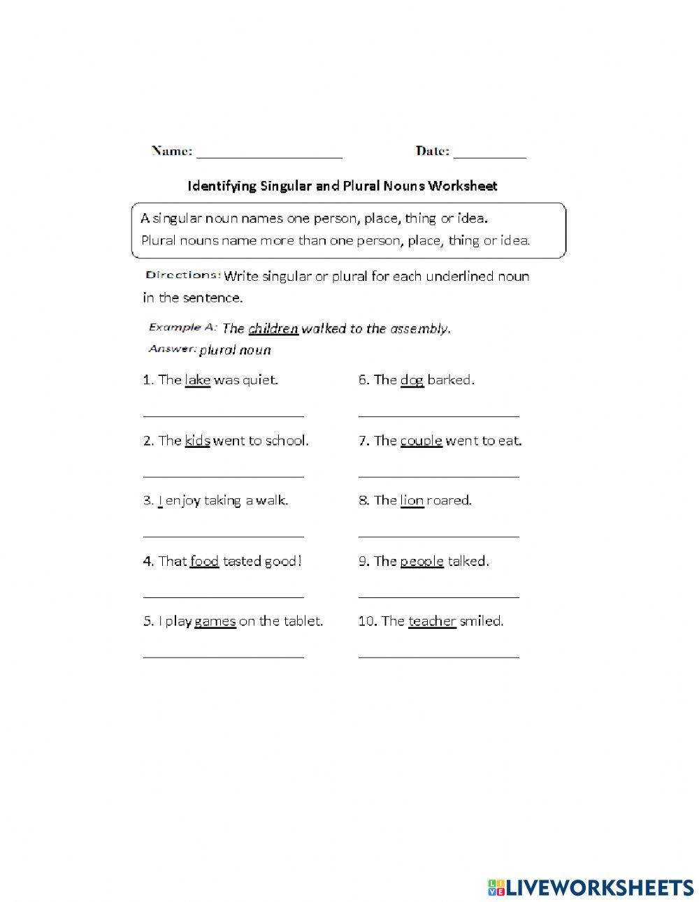 Singular and Plural HAMA worksheet Live Worksheets
