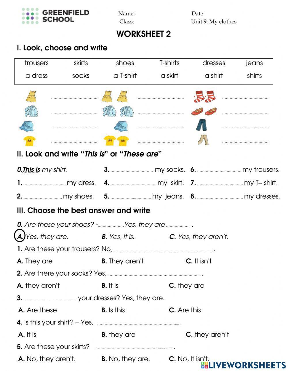 Look 1. Unit 9. Worksheet 2