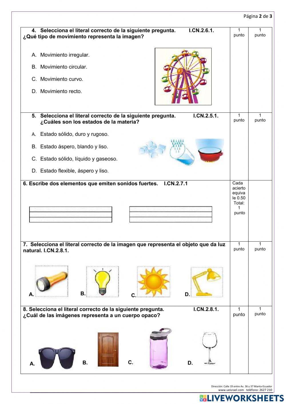 Evaluación de ciencias