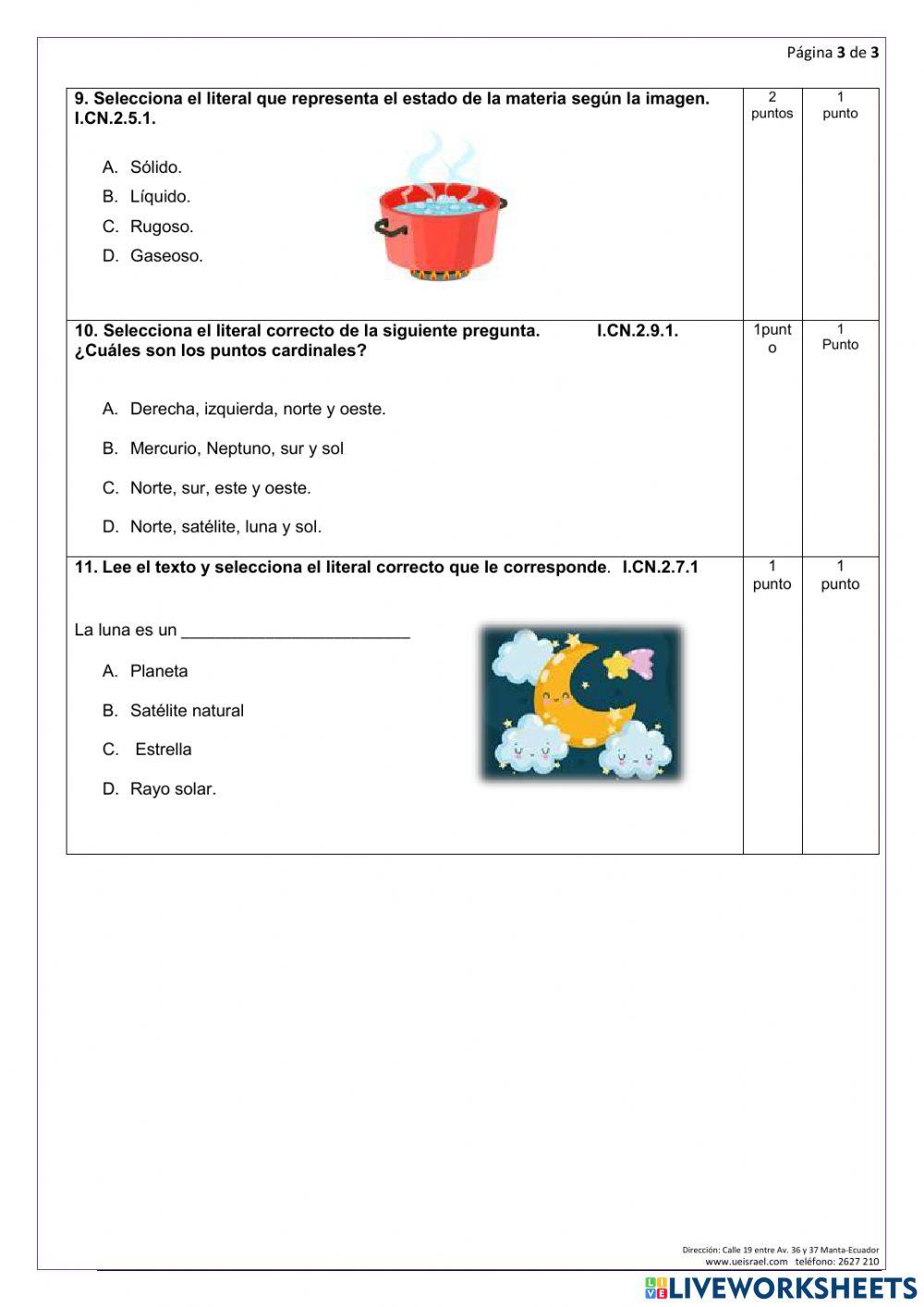 Evaluación de ciencias