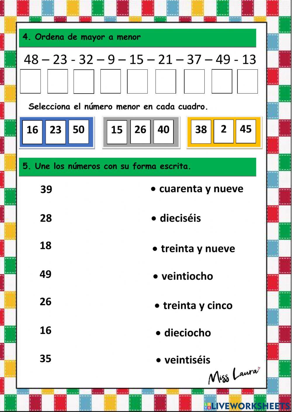 Repasemos los números del 0 al 50 Repasemos los números del 0 al 50