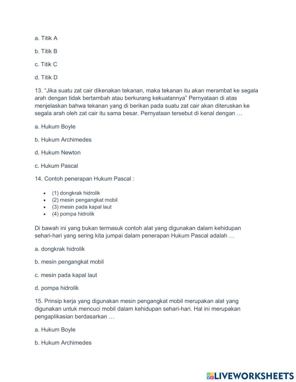 Ulangan Harian Tekanan kls 8