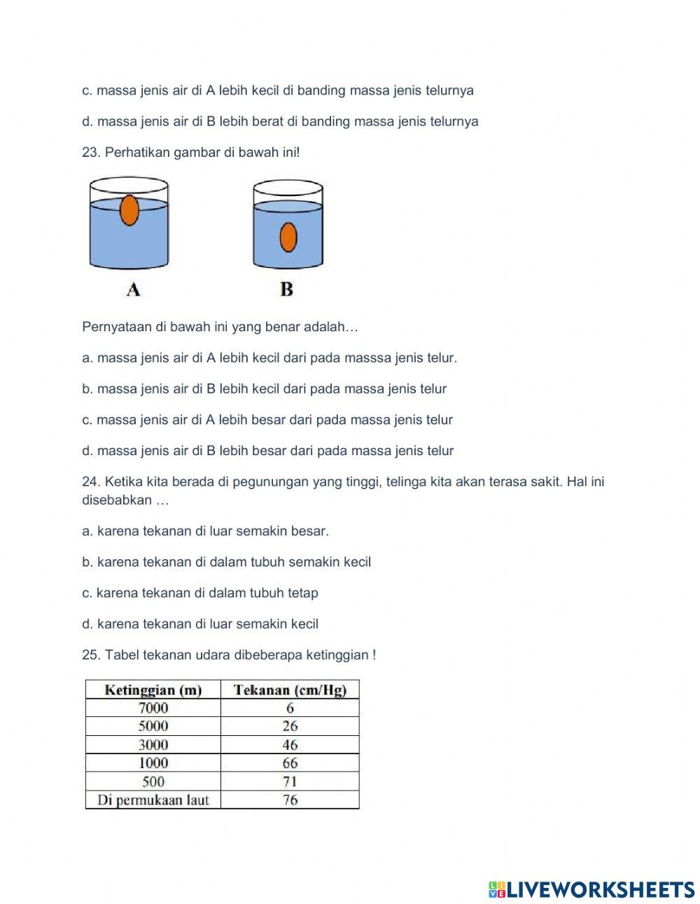 Ulangan Harian Tekanan kls 8