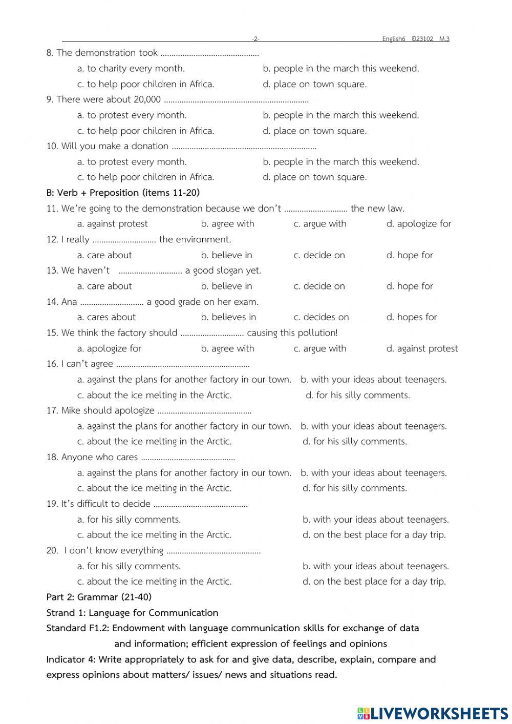 Final exam m3 huahin school