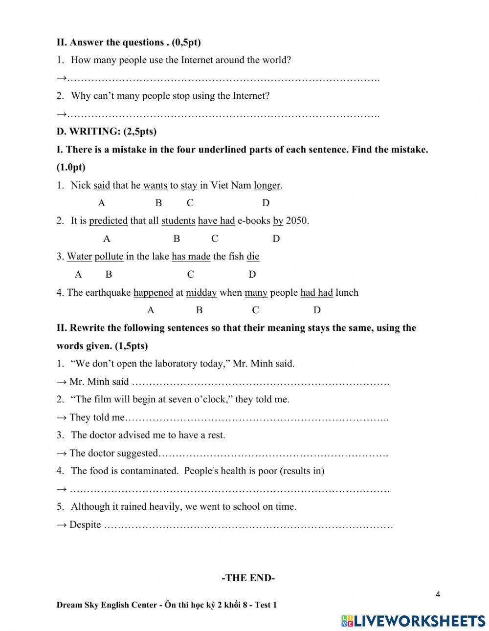 Grade 8-semester 2-test 1