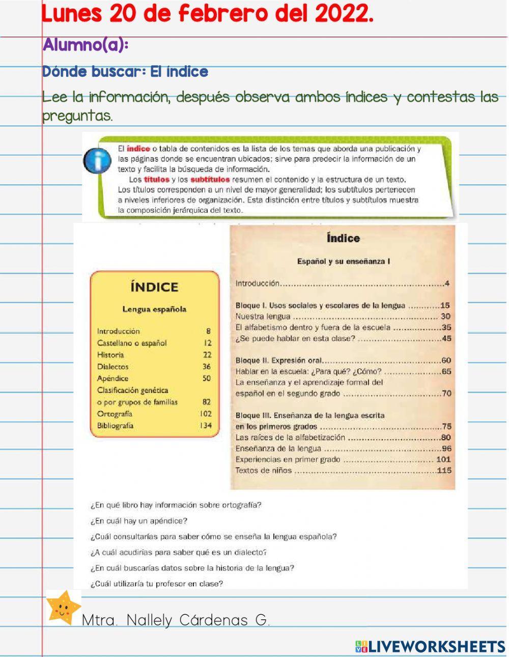 Dónde buscar el indice