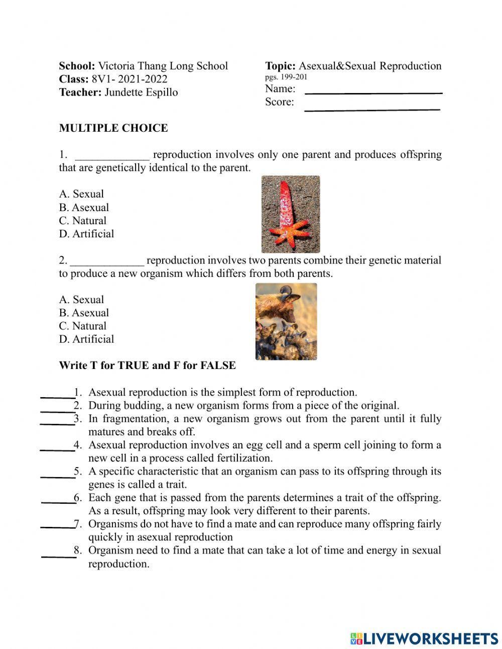 Asexual and Sexual reproduction