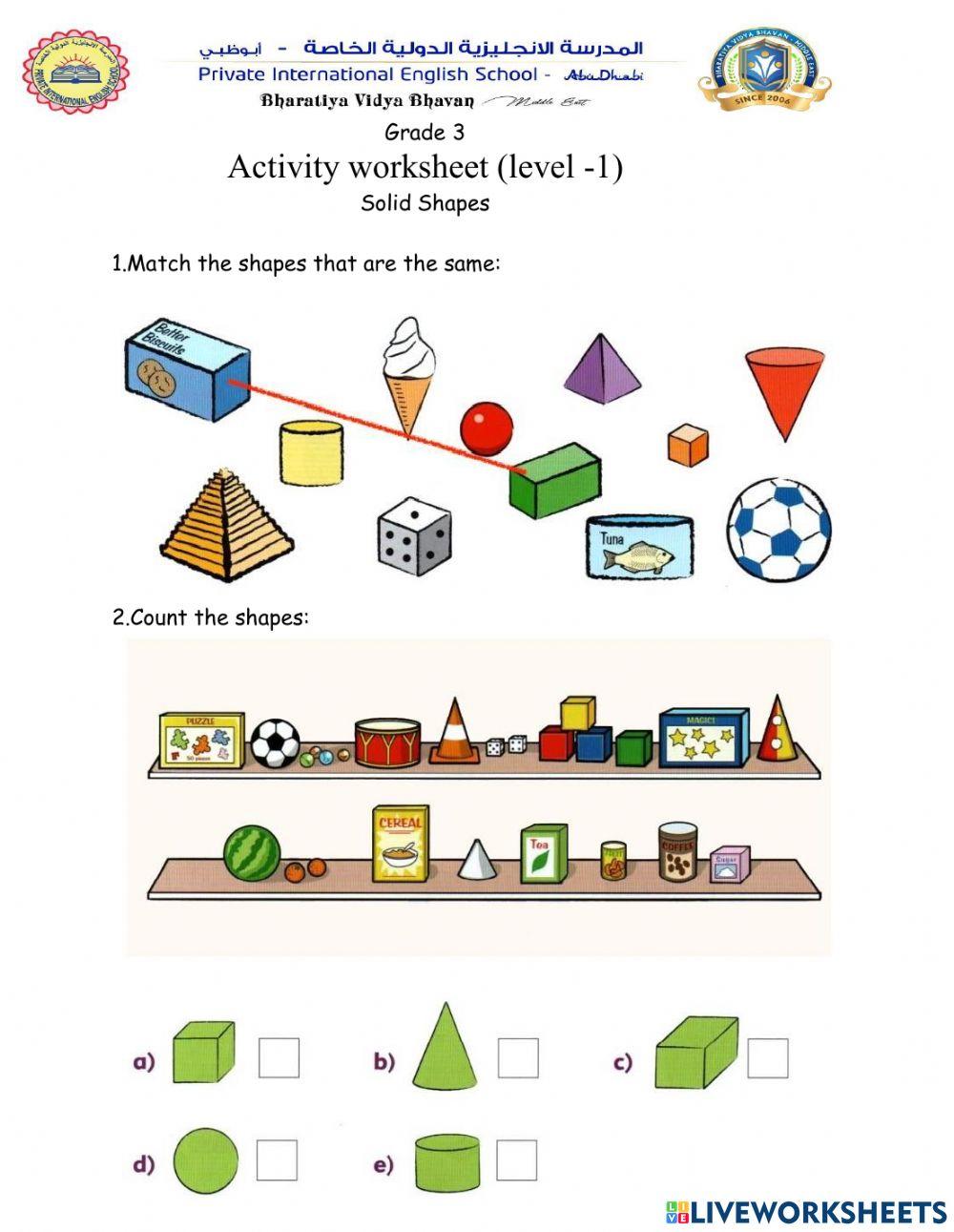 Solid shapes grade 3