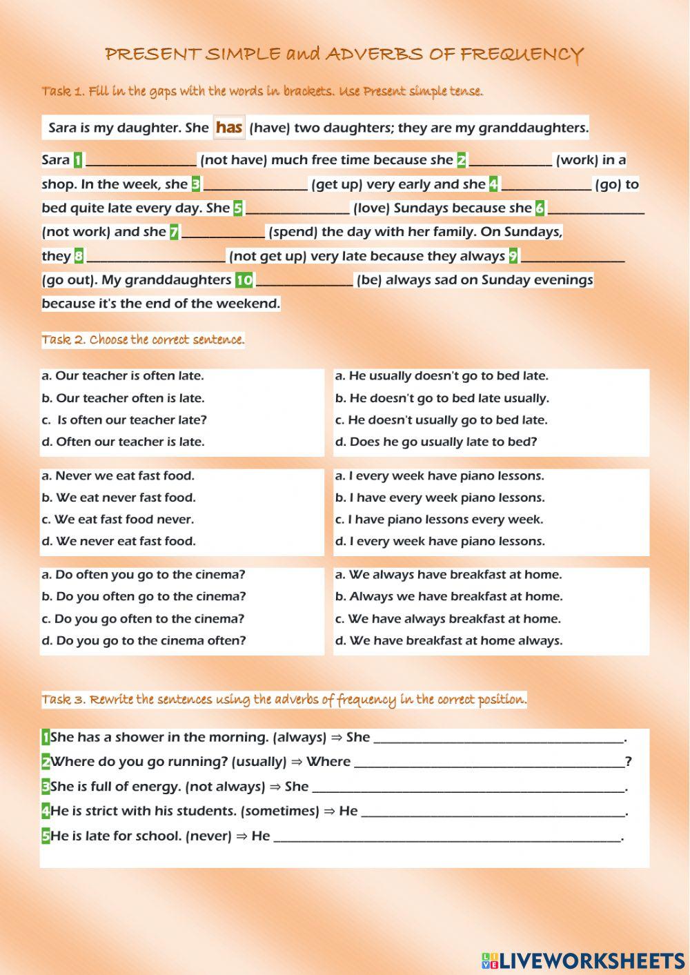 Present simple and adverbs of frequency