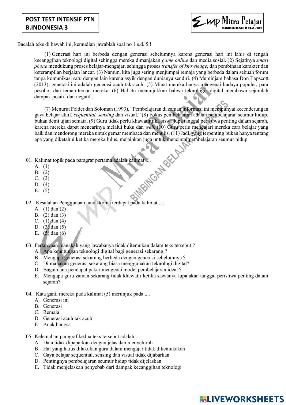 Post test intensif b.indo 3