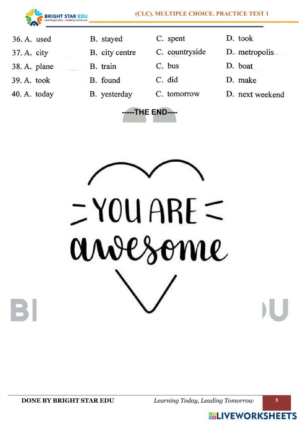 (CLC).Multiple choice. Practice test 1