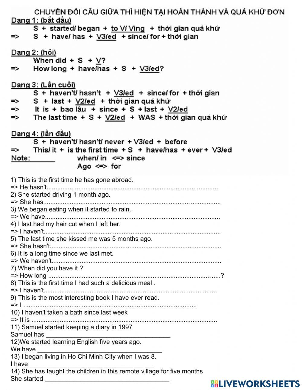 Hoan thanh - qua khu