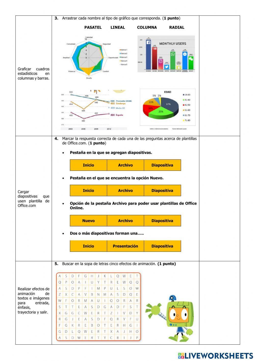 Exámen Quimestral Computación Quinto Grado