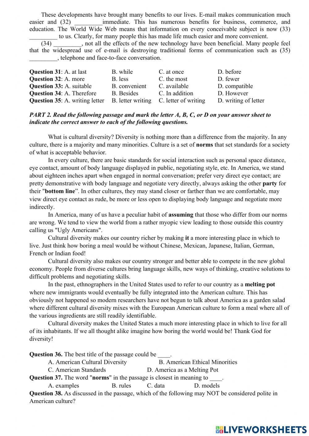 Sample test for the second - mid term test – grade 10 (n08)