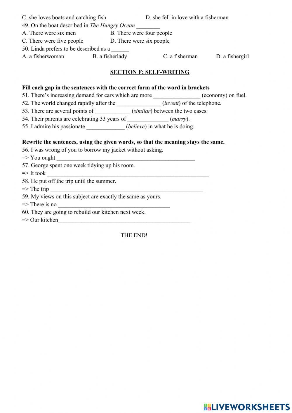 Sample test for the second - mid term test – grade 10 (n09)