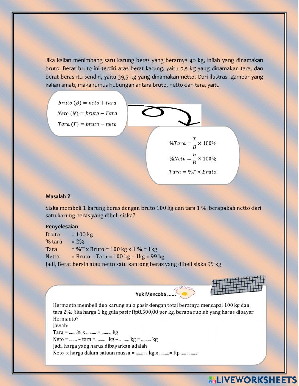 Diskon dan Bruto, Netto, Tara