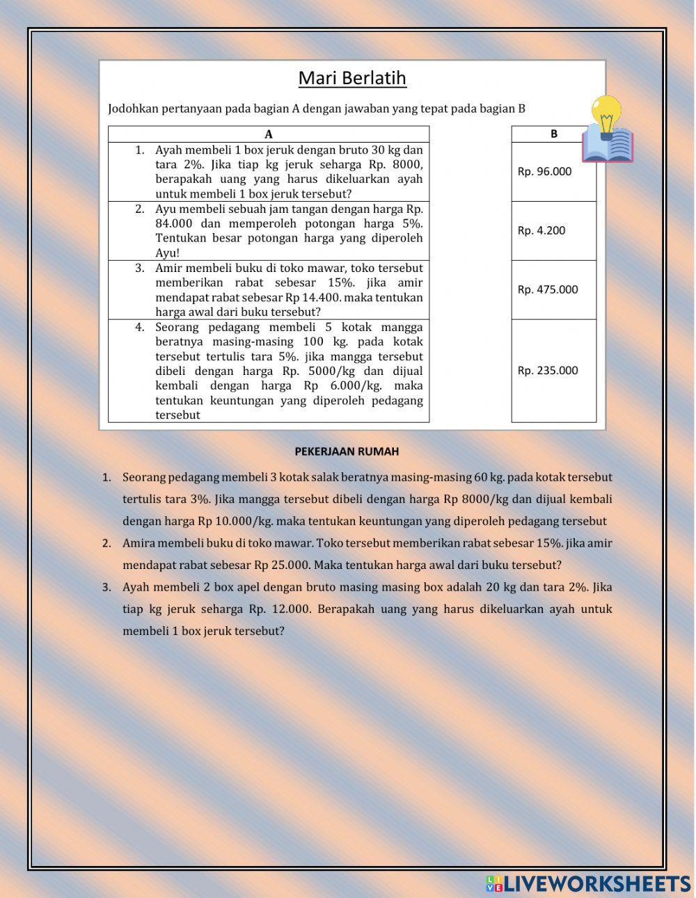 Diskon dan Bruto, Netto, Tara