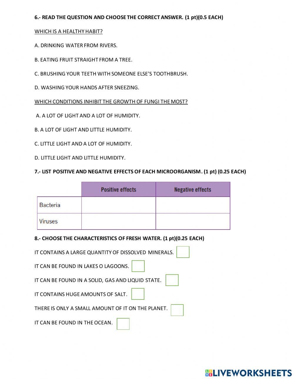Second term exam science 6th grade