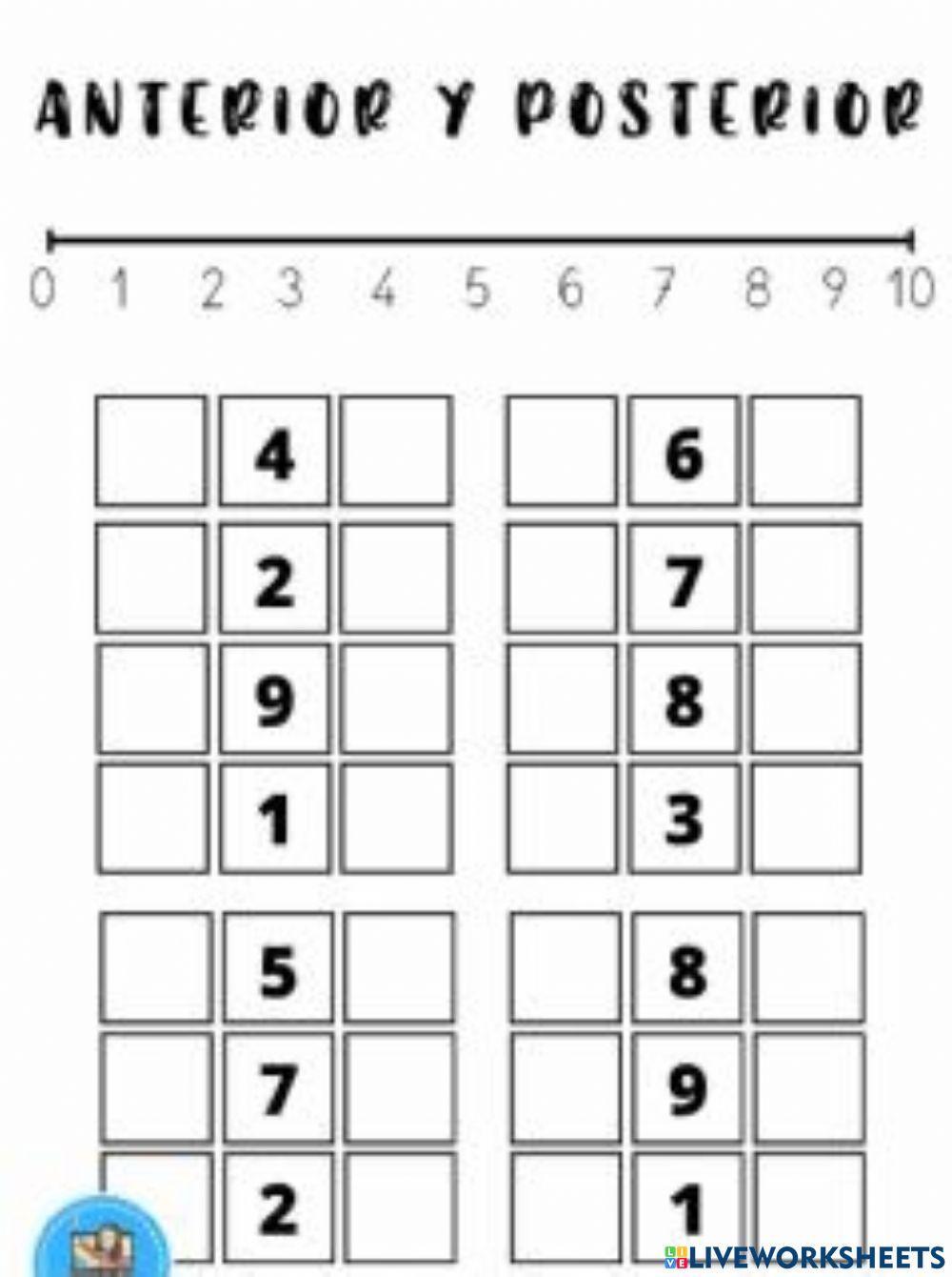 Números antecesor y sucesor