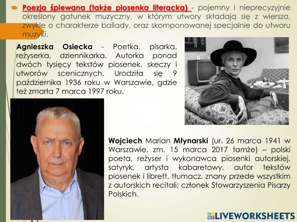 Agnieszka Osiecka -Kochankowie z ulicy kamiennej-, Wojciech Młynarski --Niedziela na głównym-