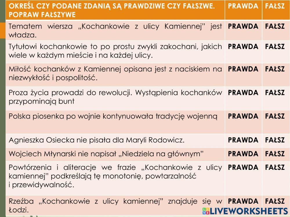 Agnieszka Osiecka -Kochankowie z ulicy kamiennej-, Wojciech Młynarski --Niedziela na głównym-