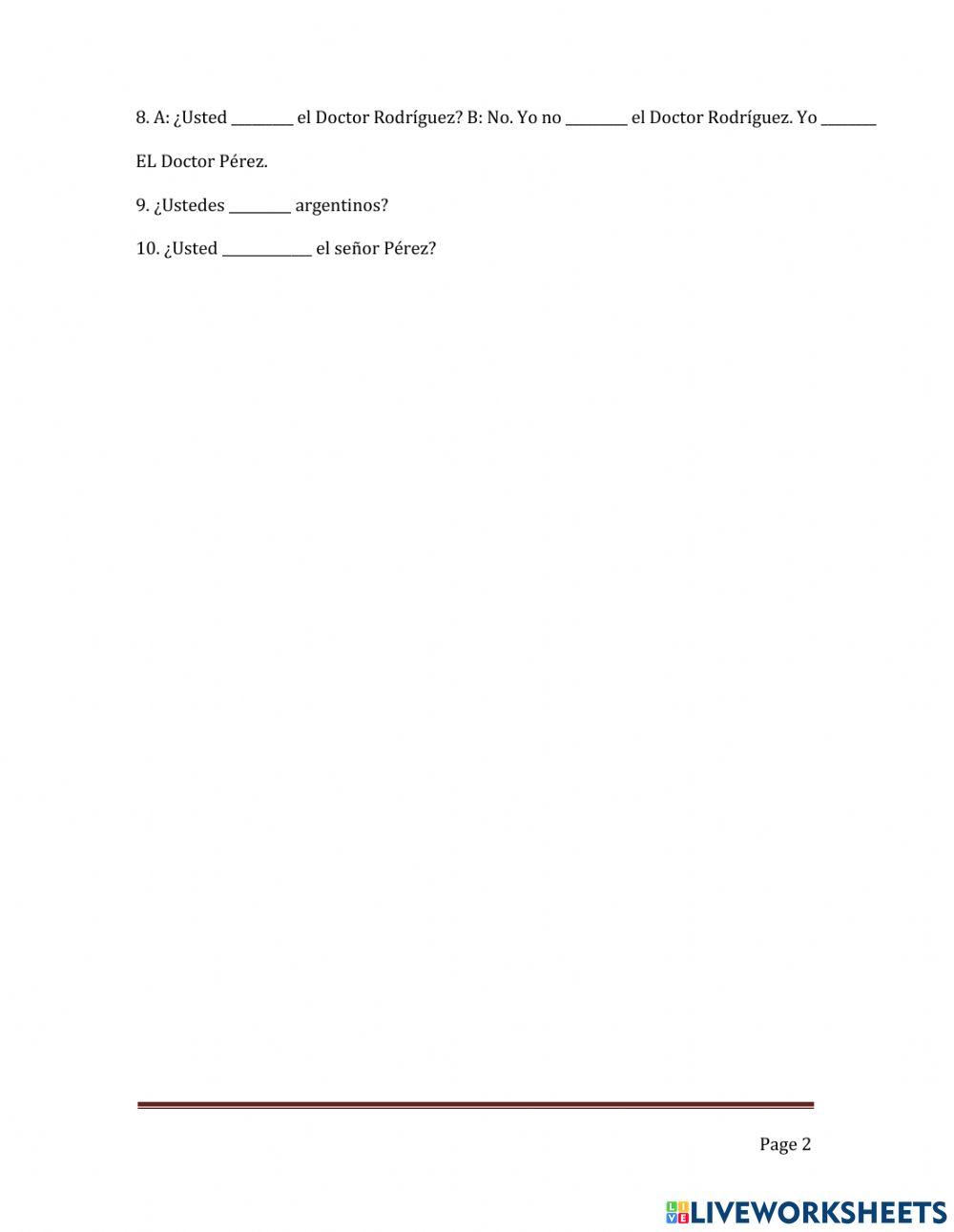 Verbo SER (Practice)