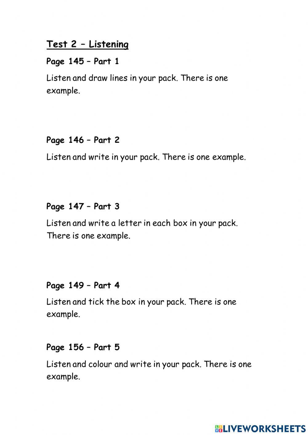 MOVERS test 2 Listening