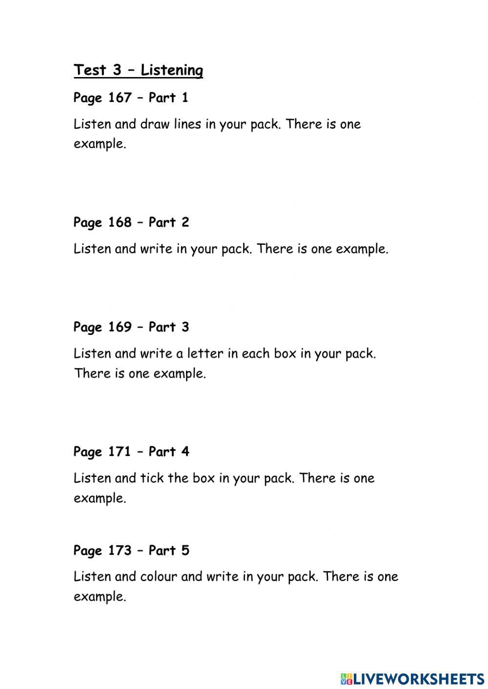 MOVERS test 3 Listening