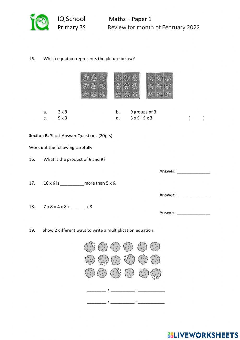 Standard Maths Paper 1