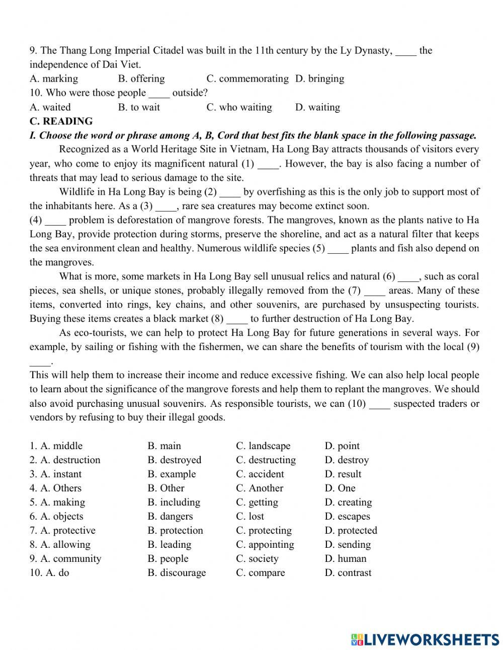 Grade 11- Unit 8: Practice test 1