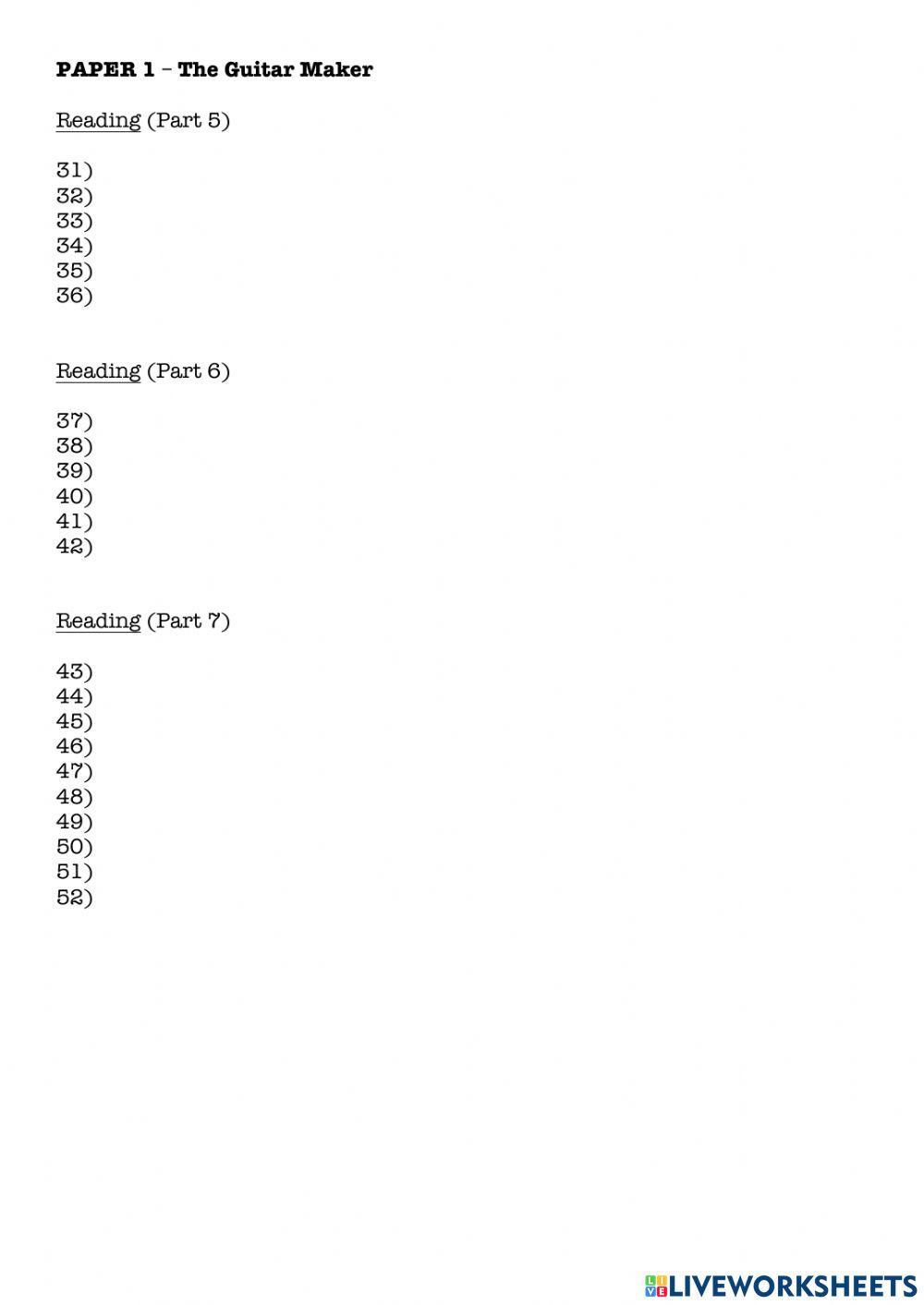 READINGS - The Guitar Maker