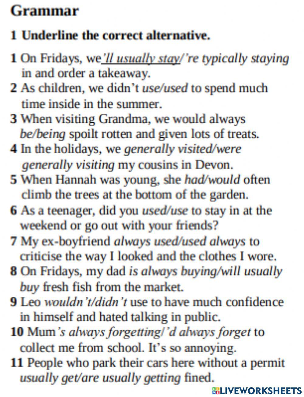 Present and past habits