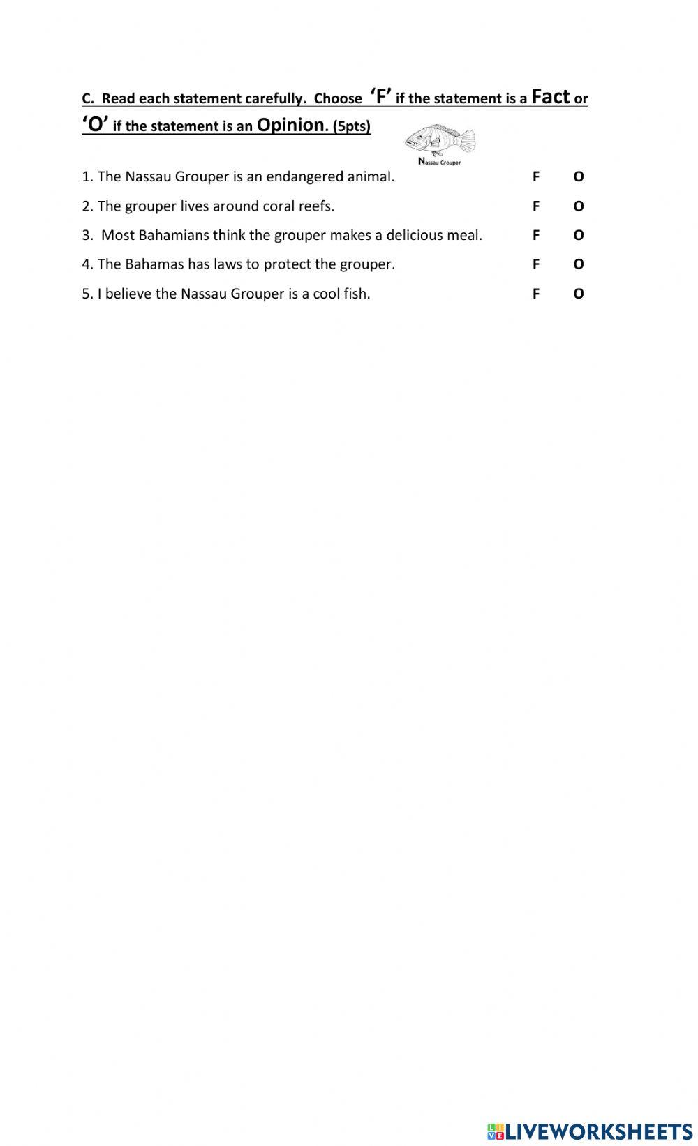 Facts and Opinions Quiz 3