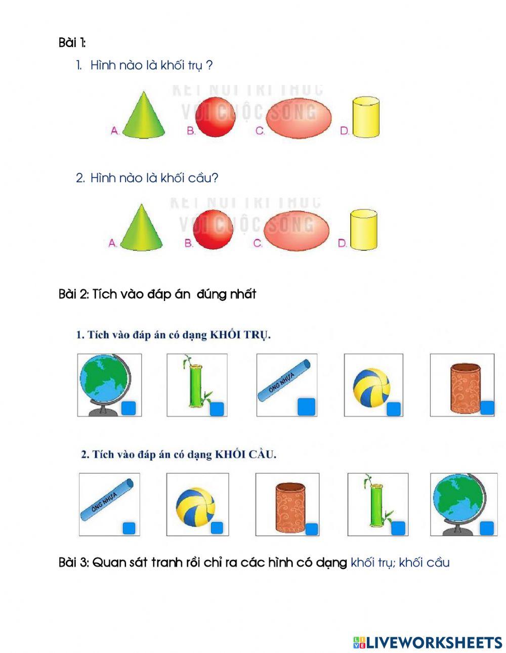 Bài khối cầu, khối trụ trang 34